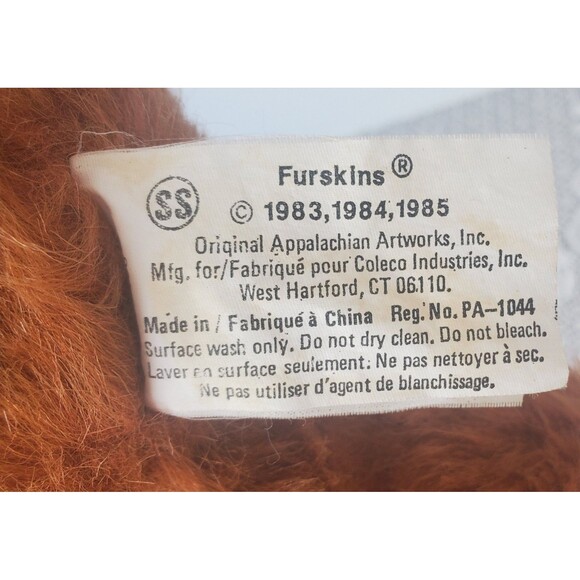 Vintage 1985 FURSKINS Brown Teddy Bear Plush 14" Stuffed Animal Xavier Roberts - Picture 6 of 8